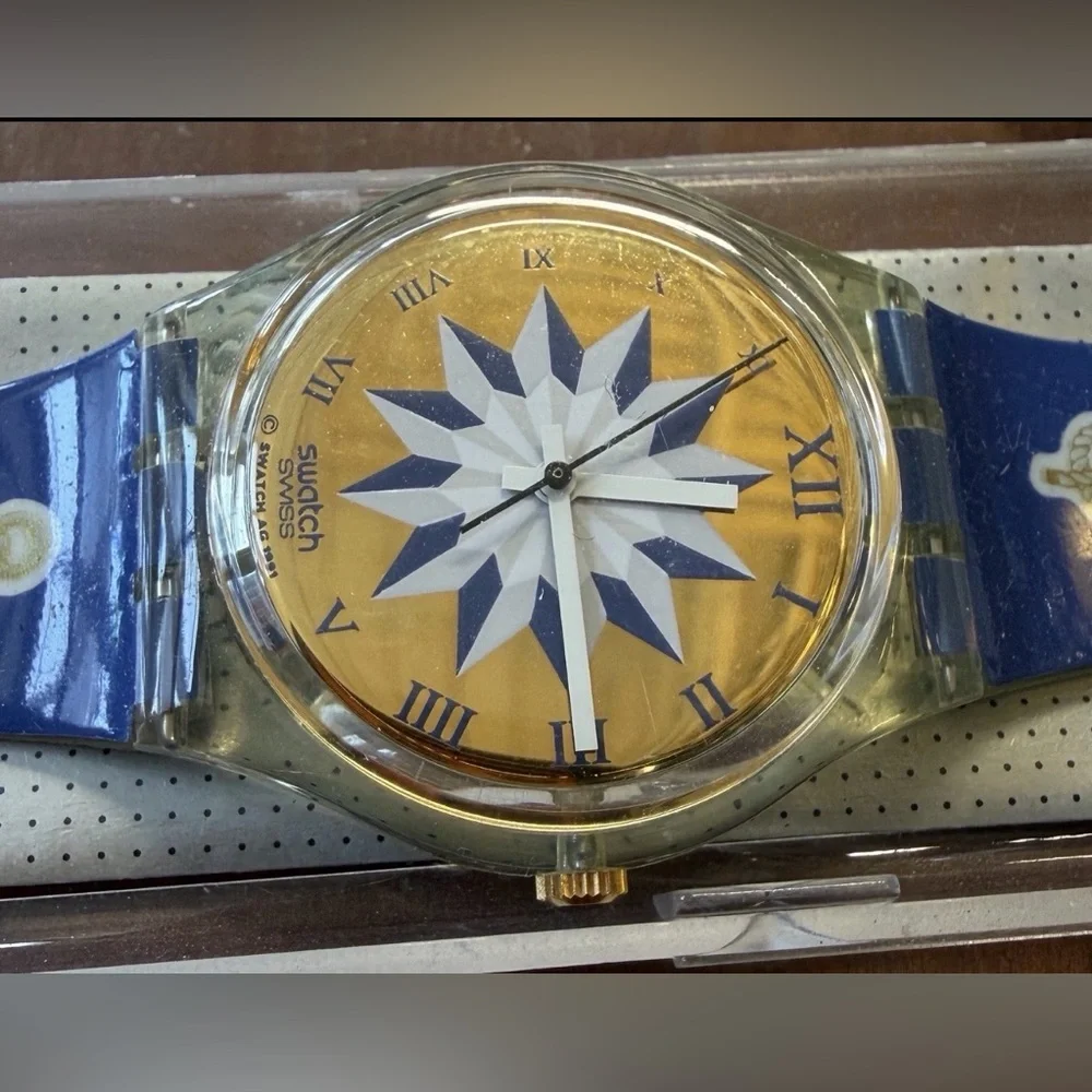 Swatch White and Blue Nautical Anchor Watch